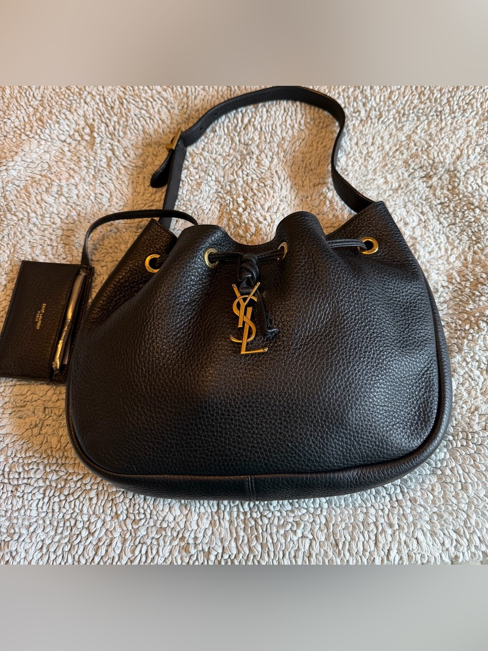 Saint Laurent Black Leather Bucket Bag Entrupy COA Authentic MSRP $2,500